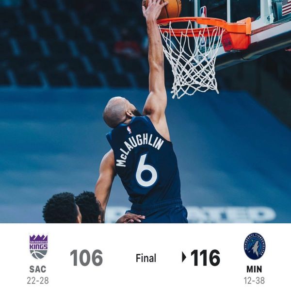 森林狼116-106力克国王 唐斯23+13 拉塞尔复出25分 福克斯31+9+6