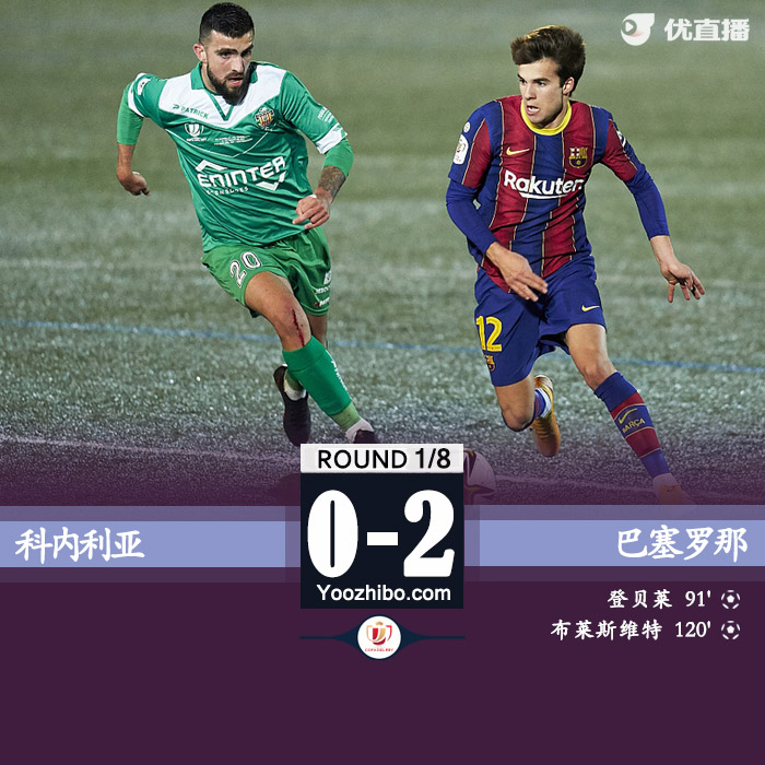 巴萨加时2-0科内利亚 两失点球&登贝莱世界波
