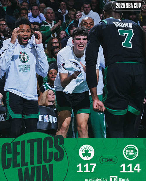 NBA杯-凯尔特人117-114终结活塞13连胜，布朗33+10，坎宁安空砍42分