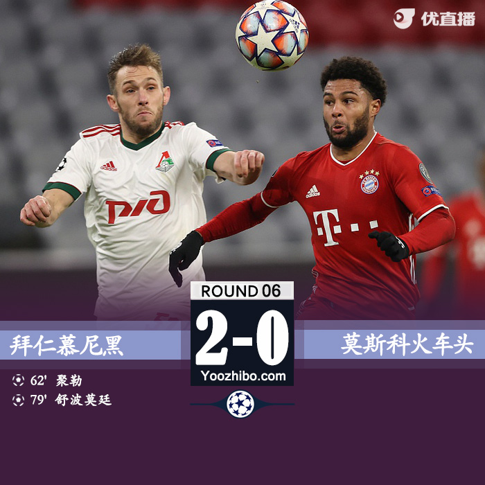 欧冠简报：拜仁2-0莫斯科火车头 聚勒舒波-莫廷破门戴维斯复出