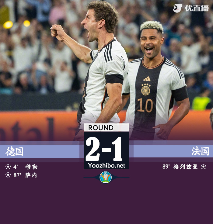 德国2-1法国 穆勒闪击萨内进球后送点格子点射