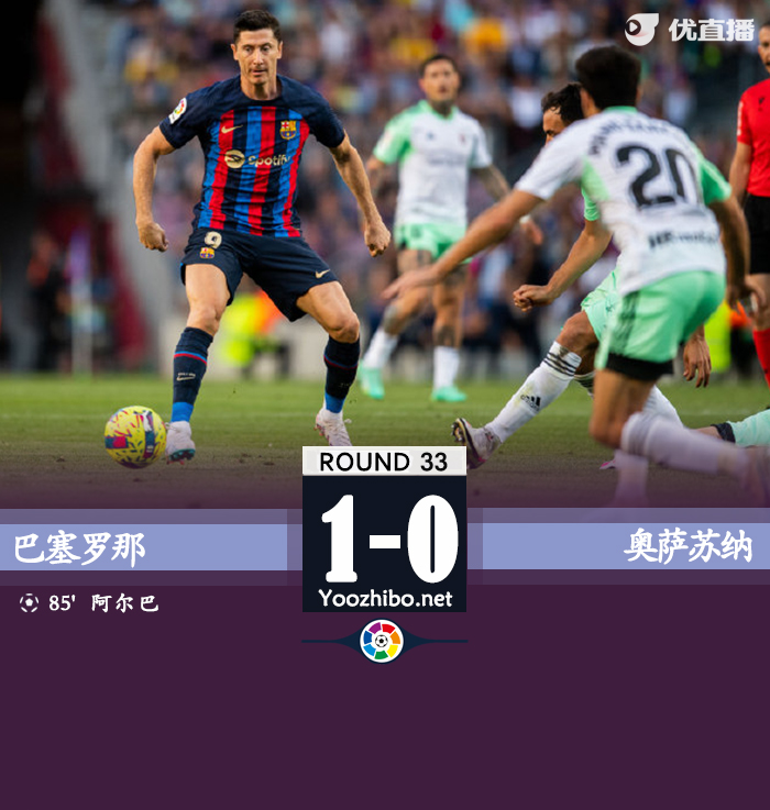 巴萨1-0奥萨苏纳 阿尔巴替补绝杀加维伤退
