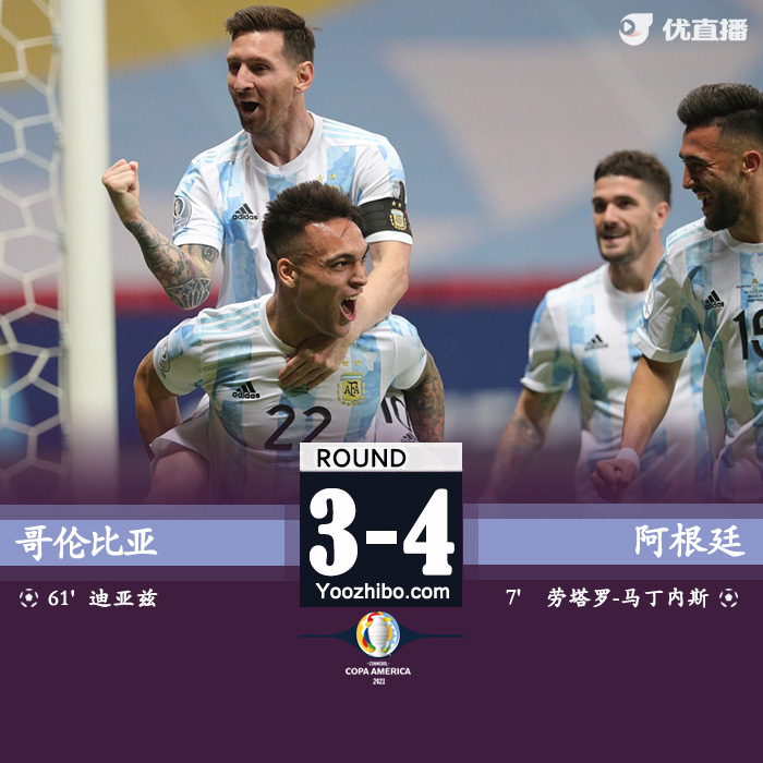 阿根廷3-2哥伦比亚 马丁内斯三扑点