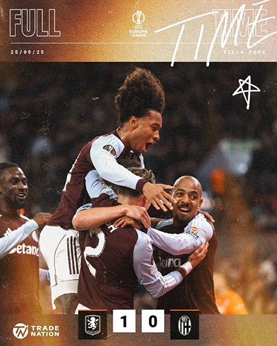 阿斯顿维拉1-0博洛尼亚